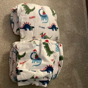 Flannel Dinosaur Christmas Sheets Sz Full